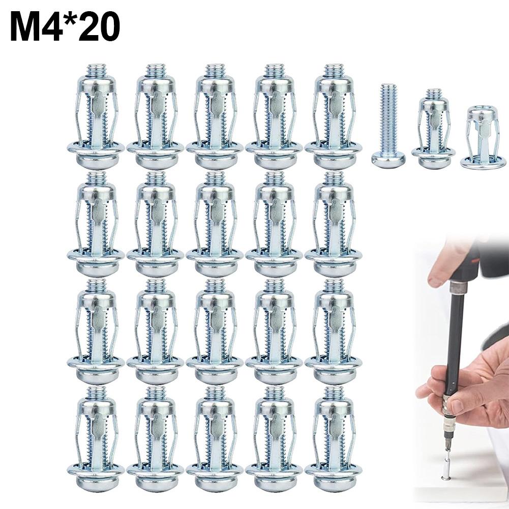 

20 шт. Распорные гайки с винтом, лепестковые заклепки, металлическая гайка, болт, для полых железных листов, пластиковых пластин, мебельная фурнитура