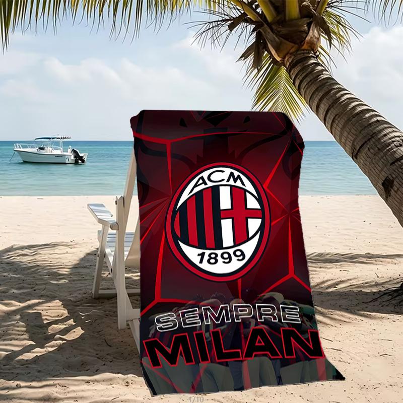 Beach Towel with Associazione Calcio Milan Pattern - soft,absorbent,machine washable Lightweight&Modern,swimming,Travel Essentials