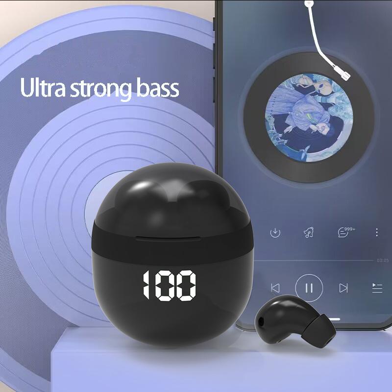 Invisible Headphones Bluetooth 5.3 Wireless In-Ear Earphones With Mic Noise Reduction Earbuds Heavy Bass Headset For Sleeping