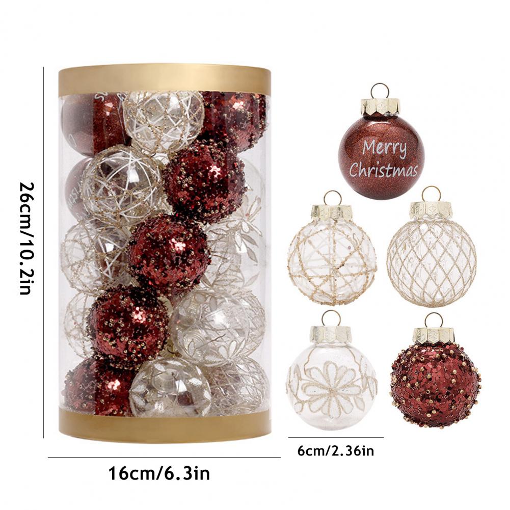 25 Stück 2,36 Zoll Weihnachtskugel-Ornamente Glitzer Pailletten Plastikkugel Weihnachtsbaumhänger für Feiertagsdekoration