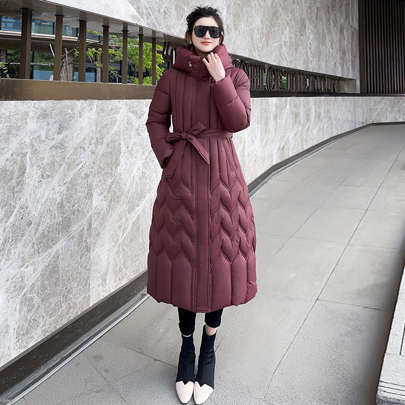 Women's new hooded windproof lightweight thickened fluffy warm cold long section of high-quality fabric casual sports jacket cotton clothing