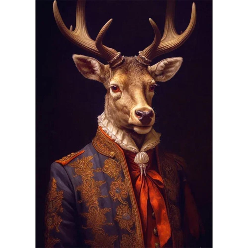 Noble Animals Deer Lion Portrait Vintage Art Posters Canvas Prints Art Paintings Cool Animal Wall Art Pictures Living Room Decor