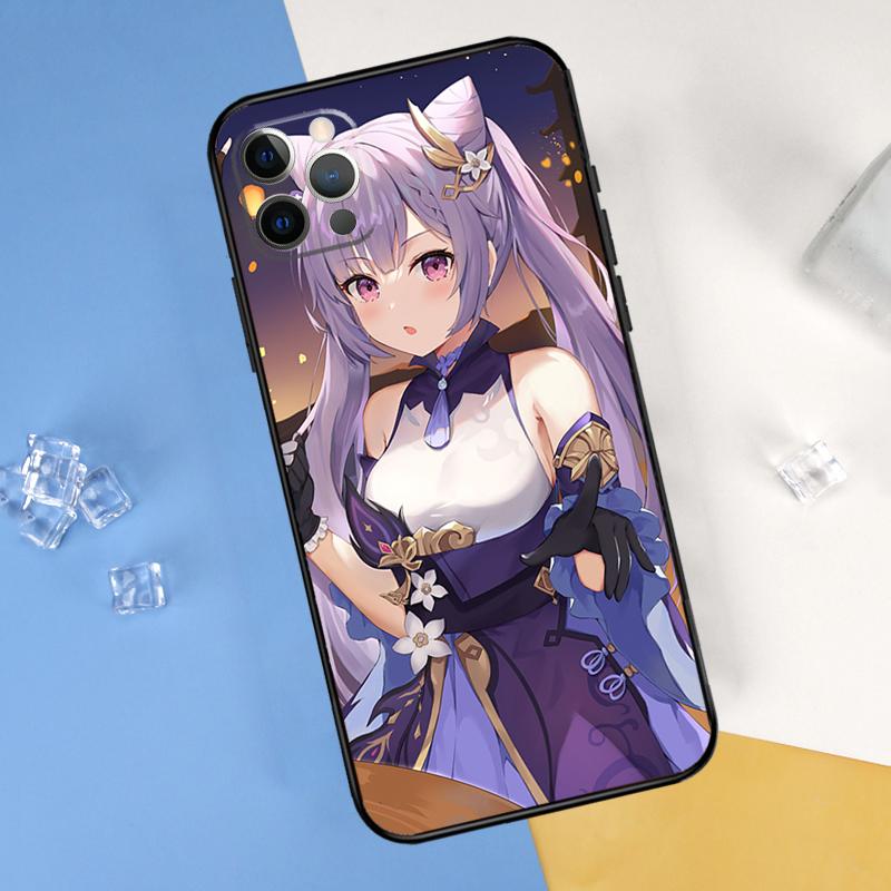 Genshin Impact Keqing Phone Case For iPhone 16 Pro Max 12 13 Mini 11 14 15 Pro Max XR 16 15 Plus 16e Cover Shell