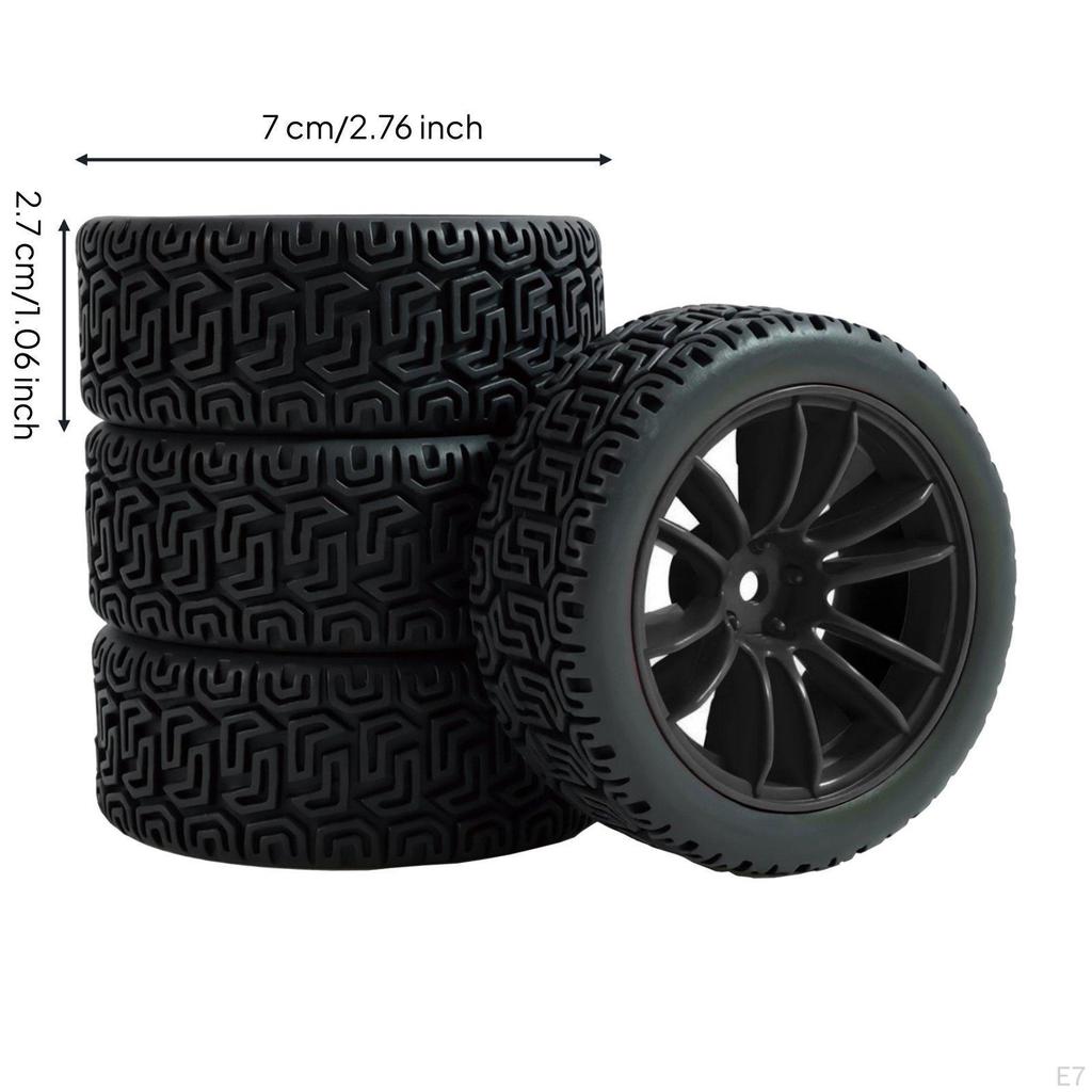 Maze Pattern Tire High Traction 1/10 Scale Rally Car Wheel Set Rubber Tires for Track