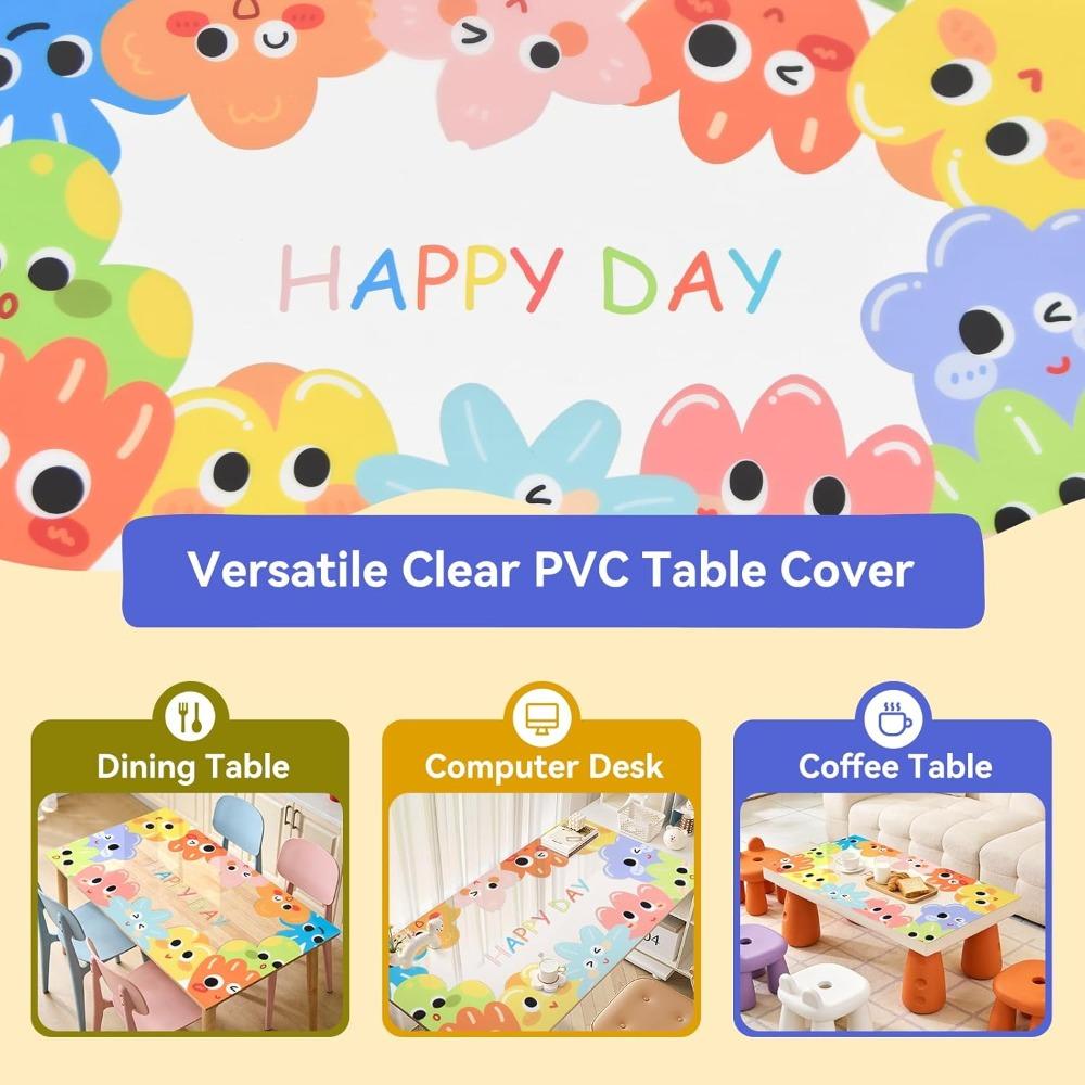 Kids' Table Protector Cover 47x24 Inch-Cute Cartoon Printed Waterproof  Oil-Proof PVC Pad Desk Protector Mat