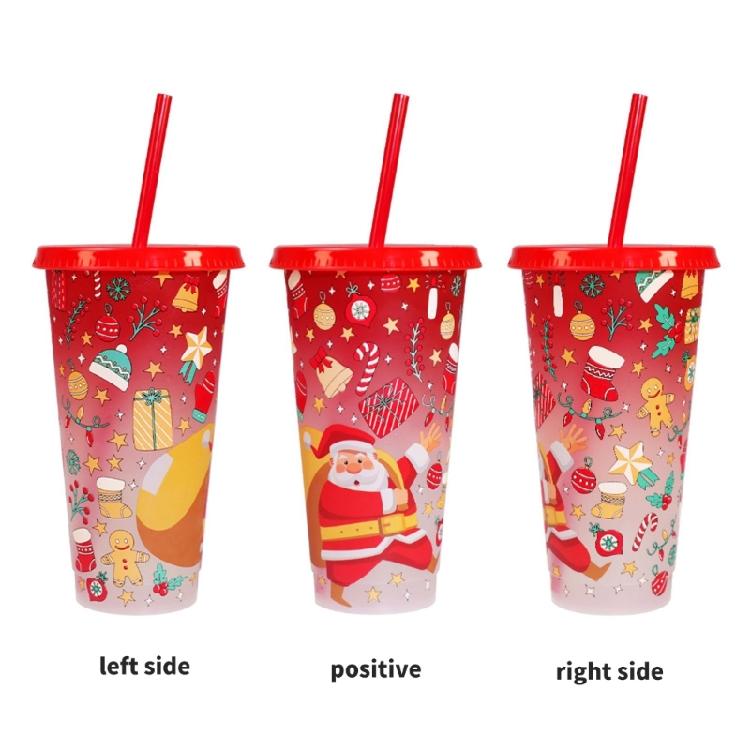 2PCS Creative Cold Activated Color Transforming Cups for Christmas Fun Cold Sensing Cup Safe for Kids and Adults
