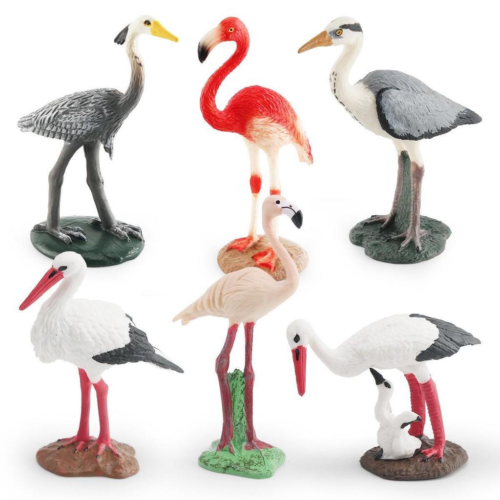Desktop Flying Bird Models: Educational Flamingo, Heron & Crane Ornaments for Children