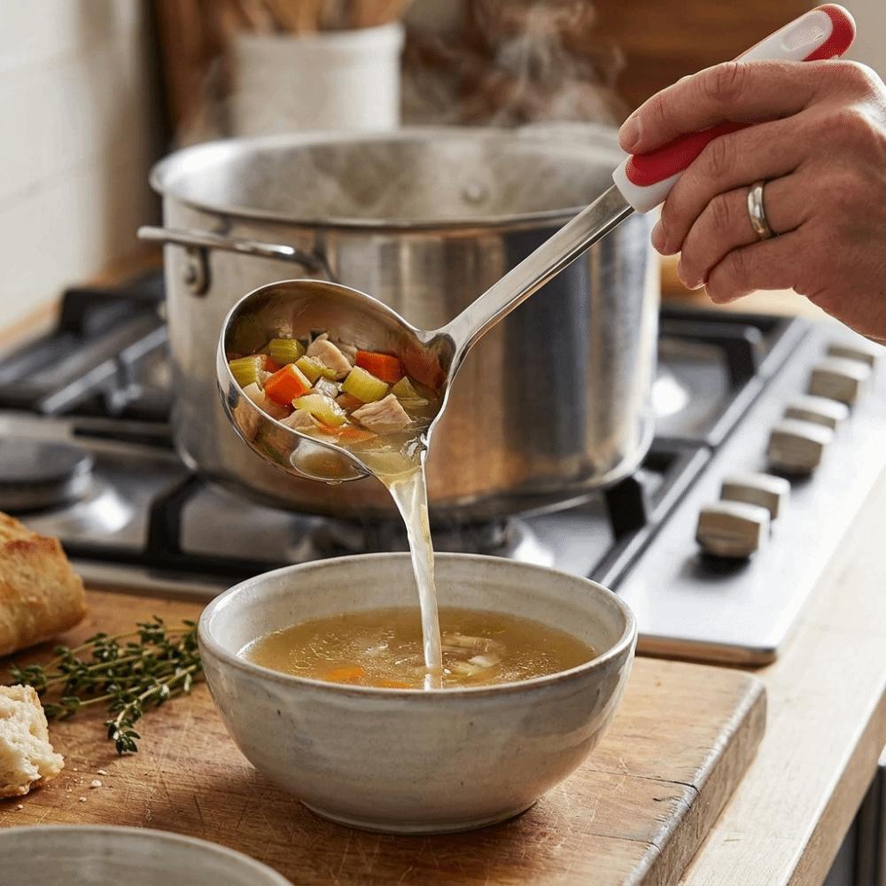 Smooth Side Spout  Ladle Rustless Steel Dripping Spoon Integrated Molding Soup Spoon  Soup Serving
