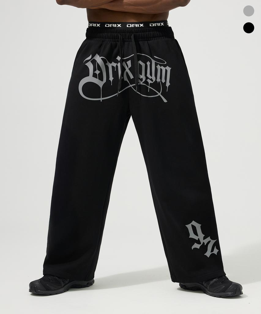 DRIX Elastic Waist Layered Graphic Sweatpants_2 Colors