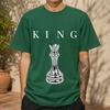 2026 New Pure Cotton Tshirt With Vintage 3d Metallic King Chess Piece Print Crew Neck Casual Short Sleeves