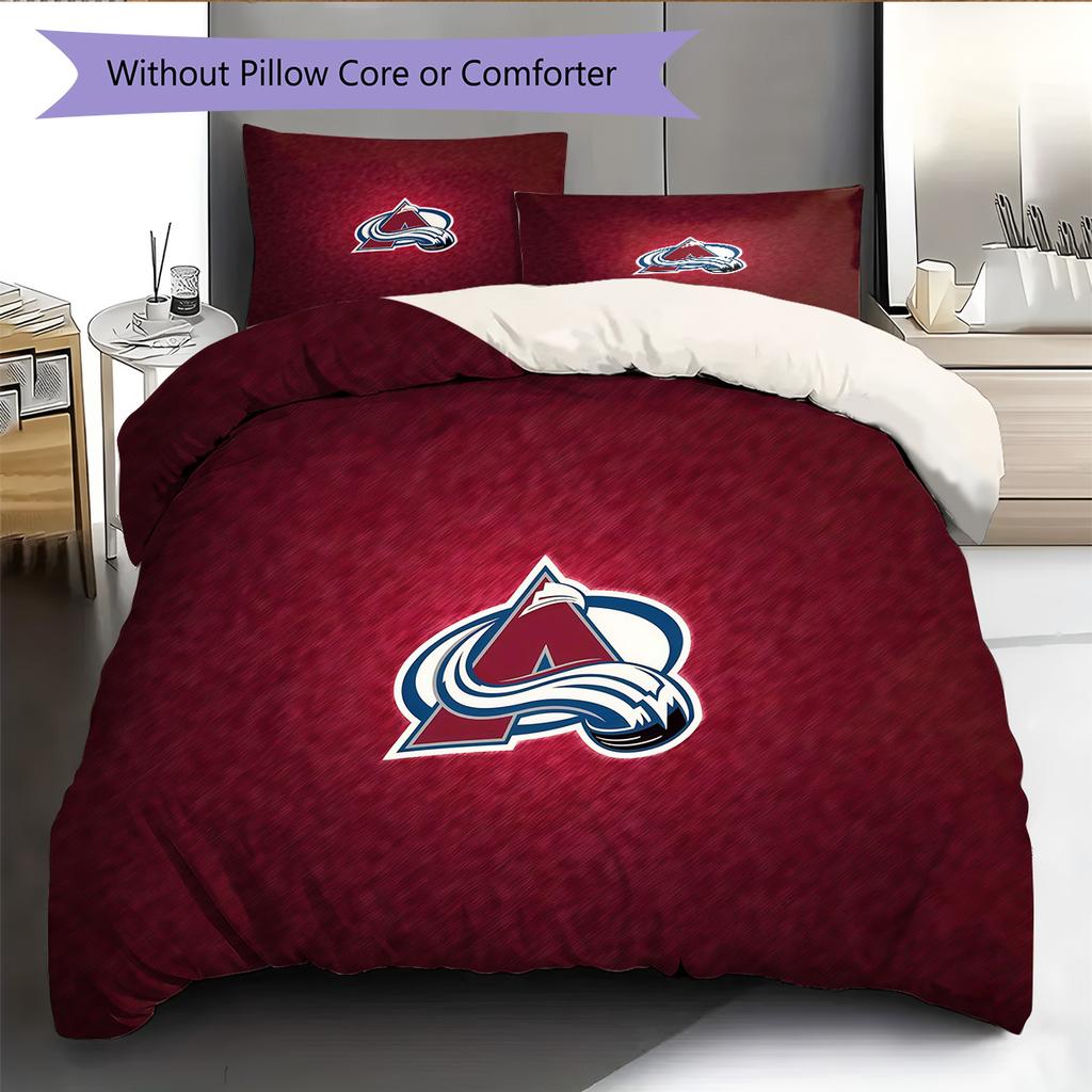 Colorado Avalanche Pattern Bedding Quilt Set Home Decoration Gift (1 * Duvet Cover + 2 * Pillowcase Without Core)