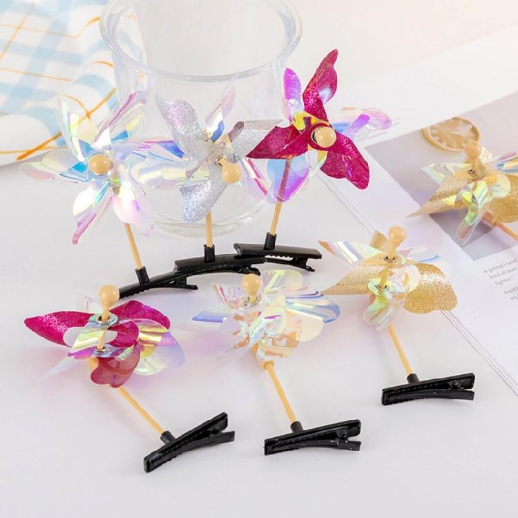 Playful Hair Clips with Spinning Windmills Sweet Charm Hairpin for Children