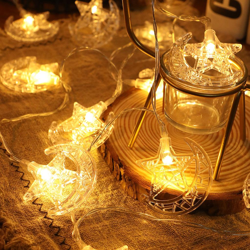 New LED Festival Star Moon Castle Light String, Battery Powered, Perfect for Decoration During Ramadan and Eid Al Adha