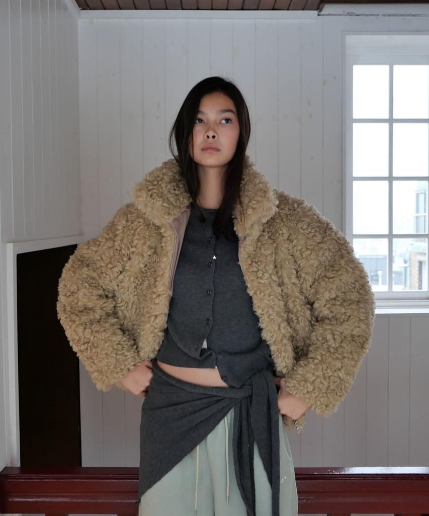 Injiactive Boucle Fur Coat Beige