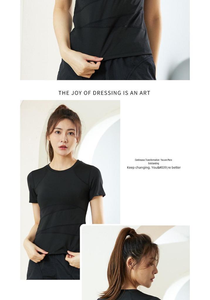Women's Quick-Dry Yoga T-Shirt - Breathable Short Sleeve Running Top, Summer 2023 Fitness Style