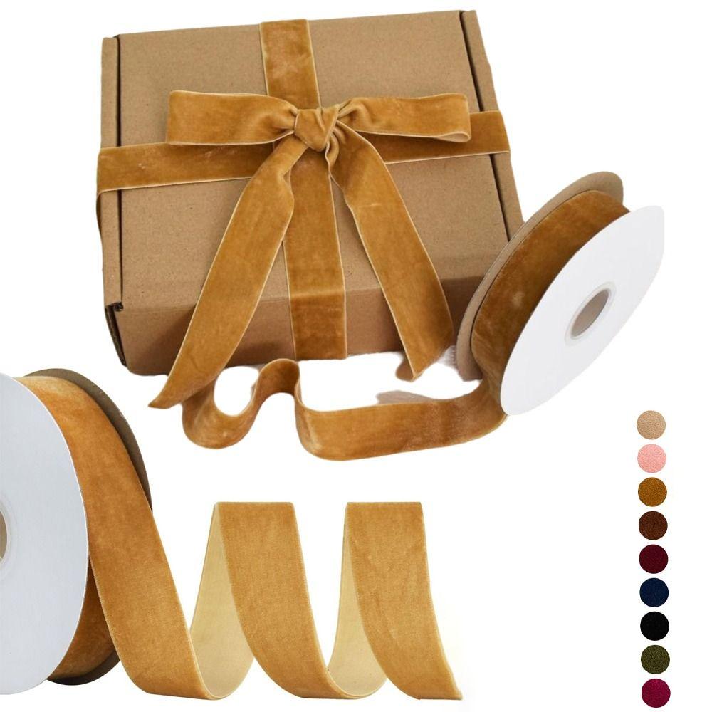 Luxury Finish Gold Velvet Ribbon 5 Yards Length Vintage Velvet Ribbons Wedding Decoration