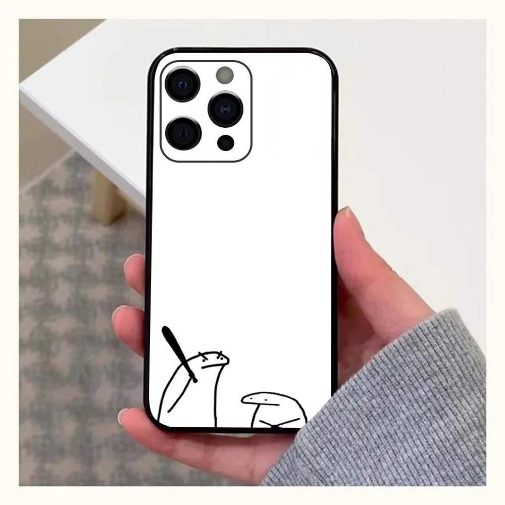 F-Flork Cute Funny Meme Phone Case For Apple iPhone 15,14,13,12,11,Pro,X,XS,Max,XR,Plus,Mini Soft Black Cover