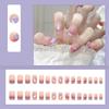 2025 Newest 24Pcs/Set Nail Art French Fake Nails Set With Glue Abs Plastic - Simple Short Nail Stickers