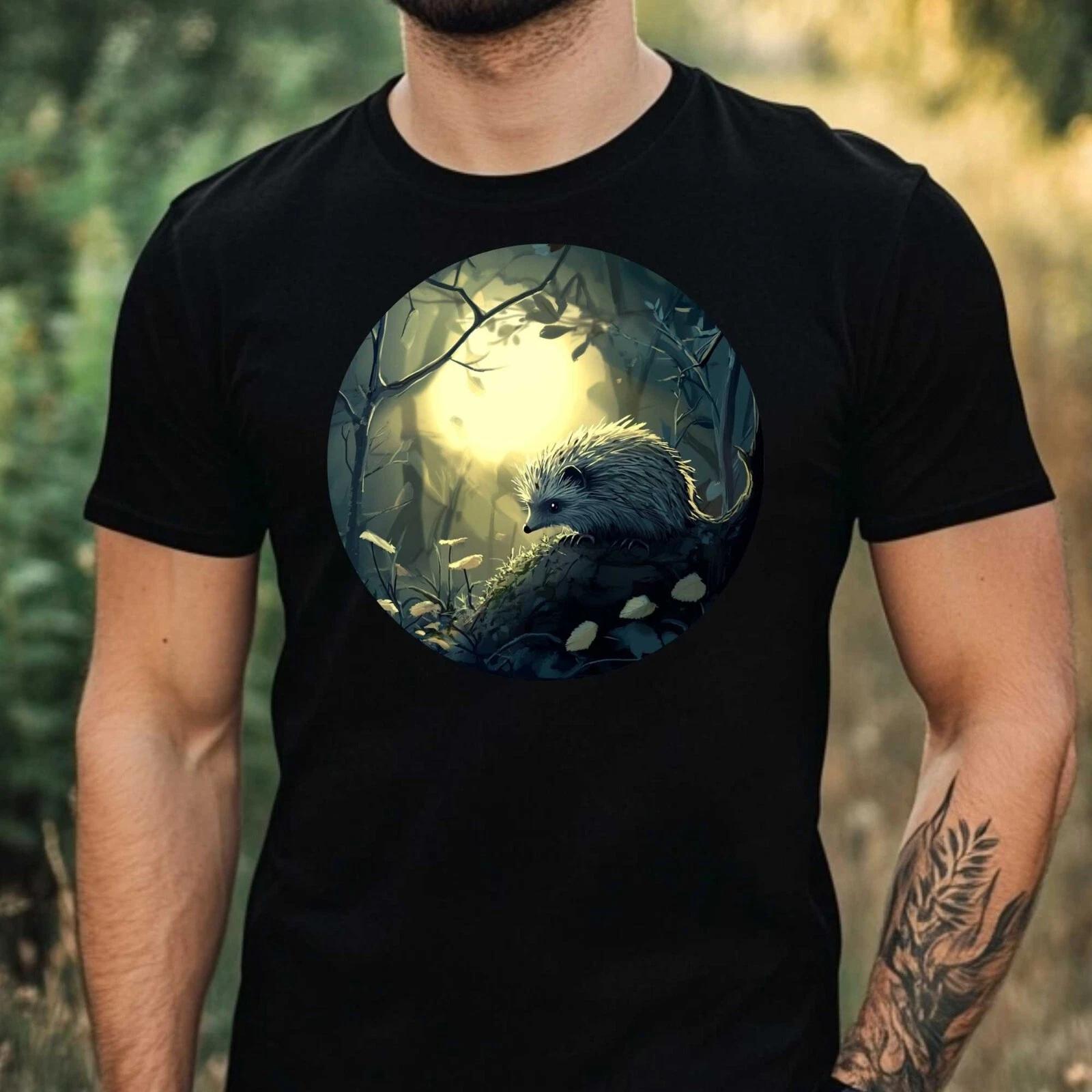T-Shirt Herren Igel im Mondlicht Motiv Baumwolle Größe XS bis 5XL S