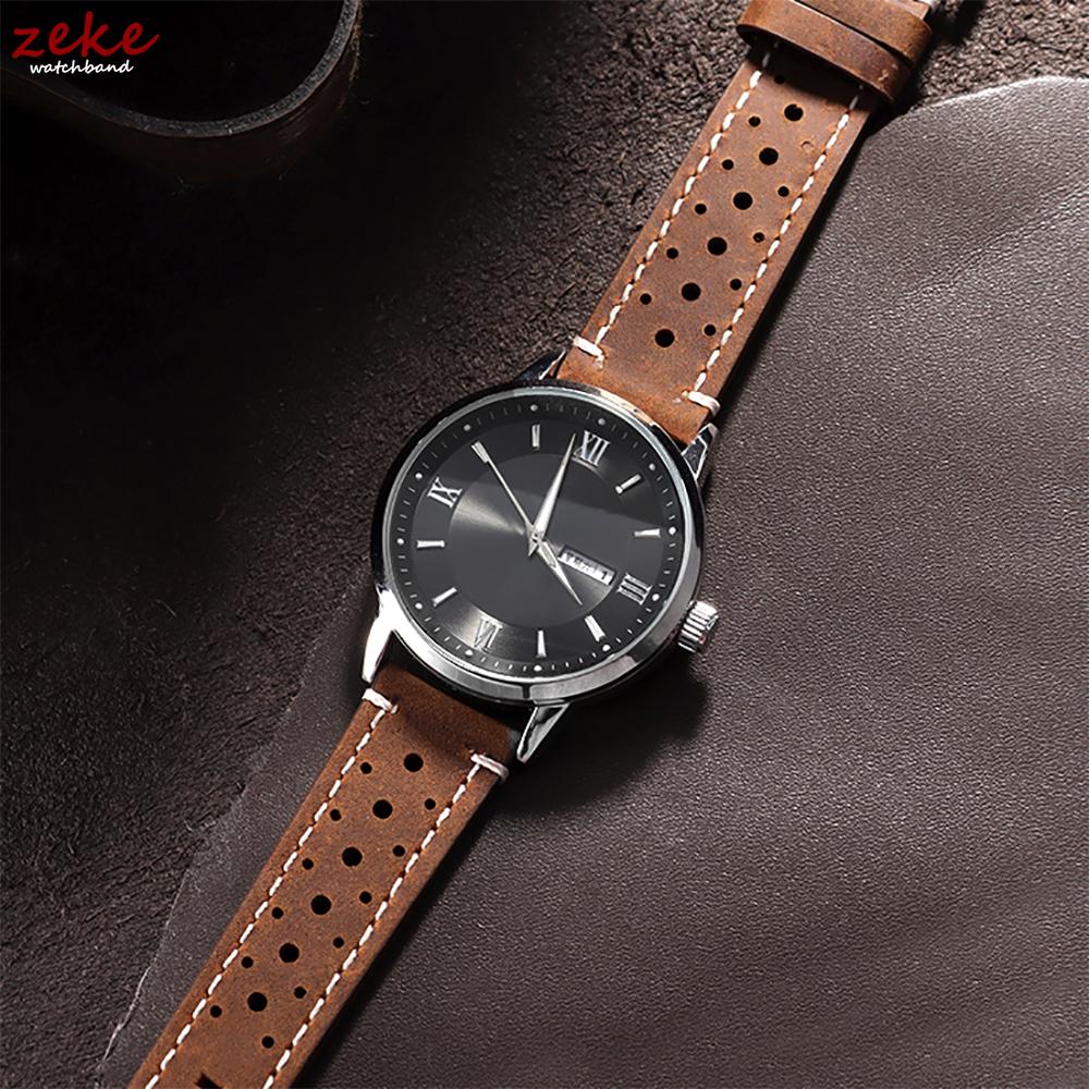 Breathable Cowhide Watch Strap for Omega for Seiko Watch Band 18/19/20/21/22/24mm Genuine Leather Wristband Black Clasp Bracelet