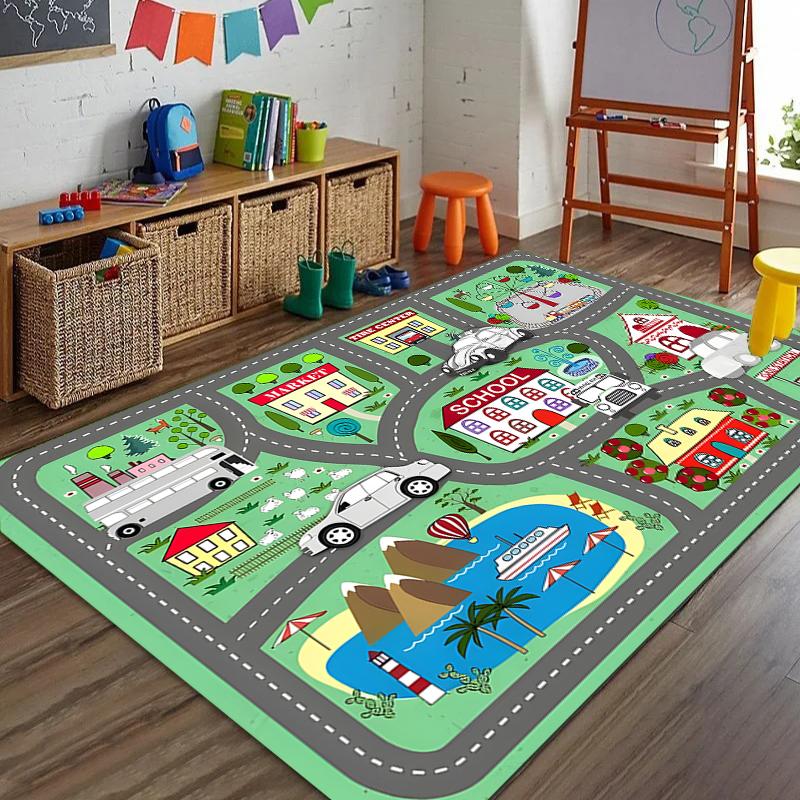 

Car Play Mat for Girls and Boys Highway City Traffic-Themed Rugs for Kids Toy Cars Kids Rugs for Playroom Non-Slip Kids Play Rug 40x60cm