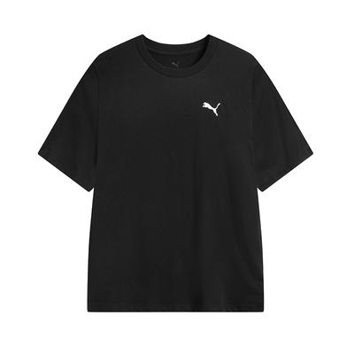 Puma Essential Wardrobe Logo Round Neck Sports Casual Short Sleeve T-Shirt Unisex T-Shirts Black 632920-01