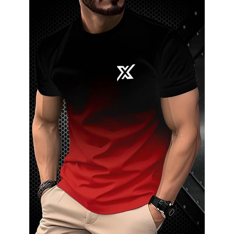 

3D Топ с градиентным принтом, летняя футболка с круглым вырезом для мужчин 6XL