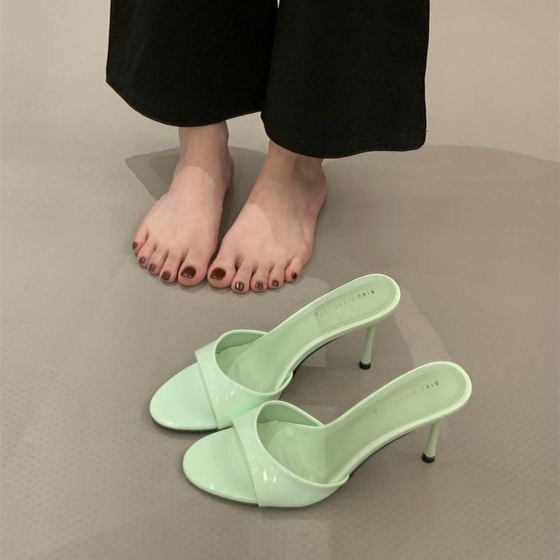 High Heels 25 Summer New Pointed Open-toed Stiletto with Slippers, Fashionable and Versatile, White and Red Sandals