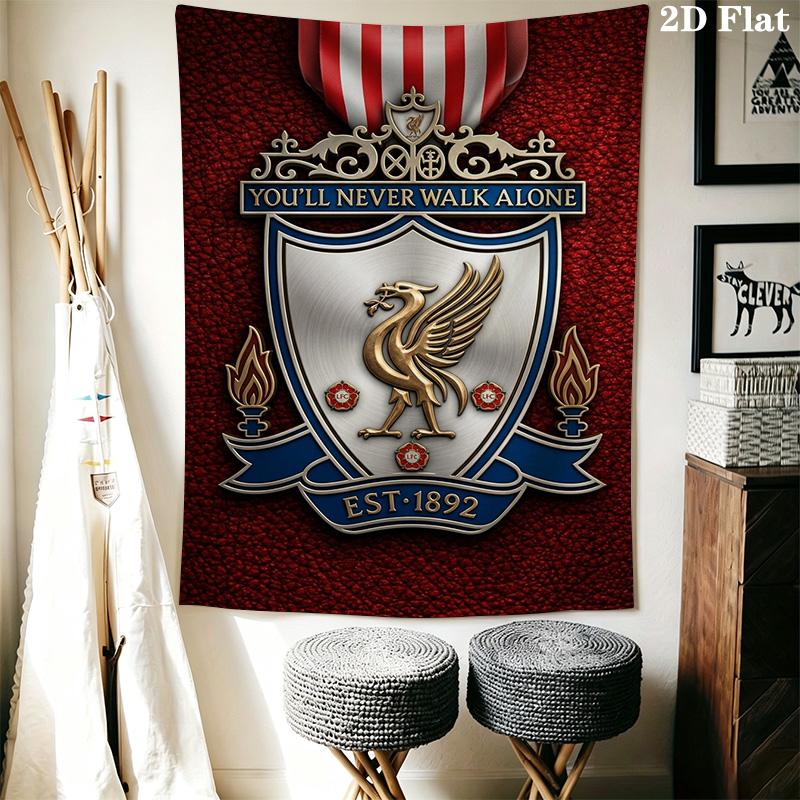 Liverpool Football Club Crest Tapestry Wallmounted Fashion Print Background Wall Hanging Cloth Background Cloth Atmospheric Background Cloth