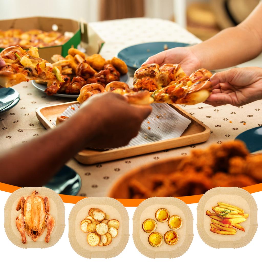 200pcs 5-7QT Air Fryer Paper Liners High Temp Resistant Food Grade Square Disposable Non Stick Microwave Safe Quick Clean