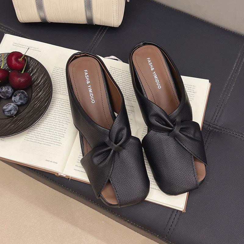 Baotou Half Slippers Women's Outer Wear 2025 Summer New Korean Version Flat Cool Slippers Lazy Fashion Muller Shoes Women