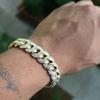 Pulsera Punk Geométrica de Acero Inoxidable Color Plateado para Hombres Personalidad Brillante Full Zirconio Brazalete Hip Hop Rock Joyería