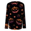 Women's Fashion Casual Round Neck Three-quarter Sleeve Halloween Printed T-shirt Top
