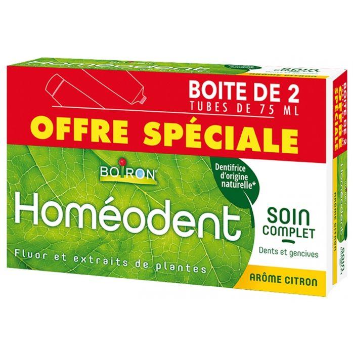 Homéodent-Boiron Homéodent® Soin Complet Dents et Gencives Citron 2 Tubes de 75 ml (Arôme : Citron)