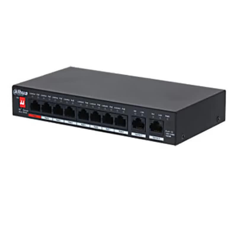 Dahua 8-Port Full Gigabit PoE Network Switch with 2 Uplink Ports CN Plug (adapter Included)