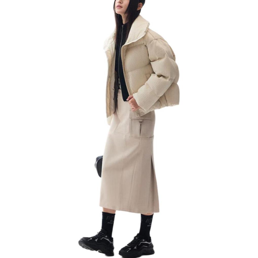 Anta Comfortable Casual Simple Loose Short Down Jacket Women Outerwear White-Tea 162447921-2