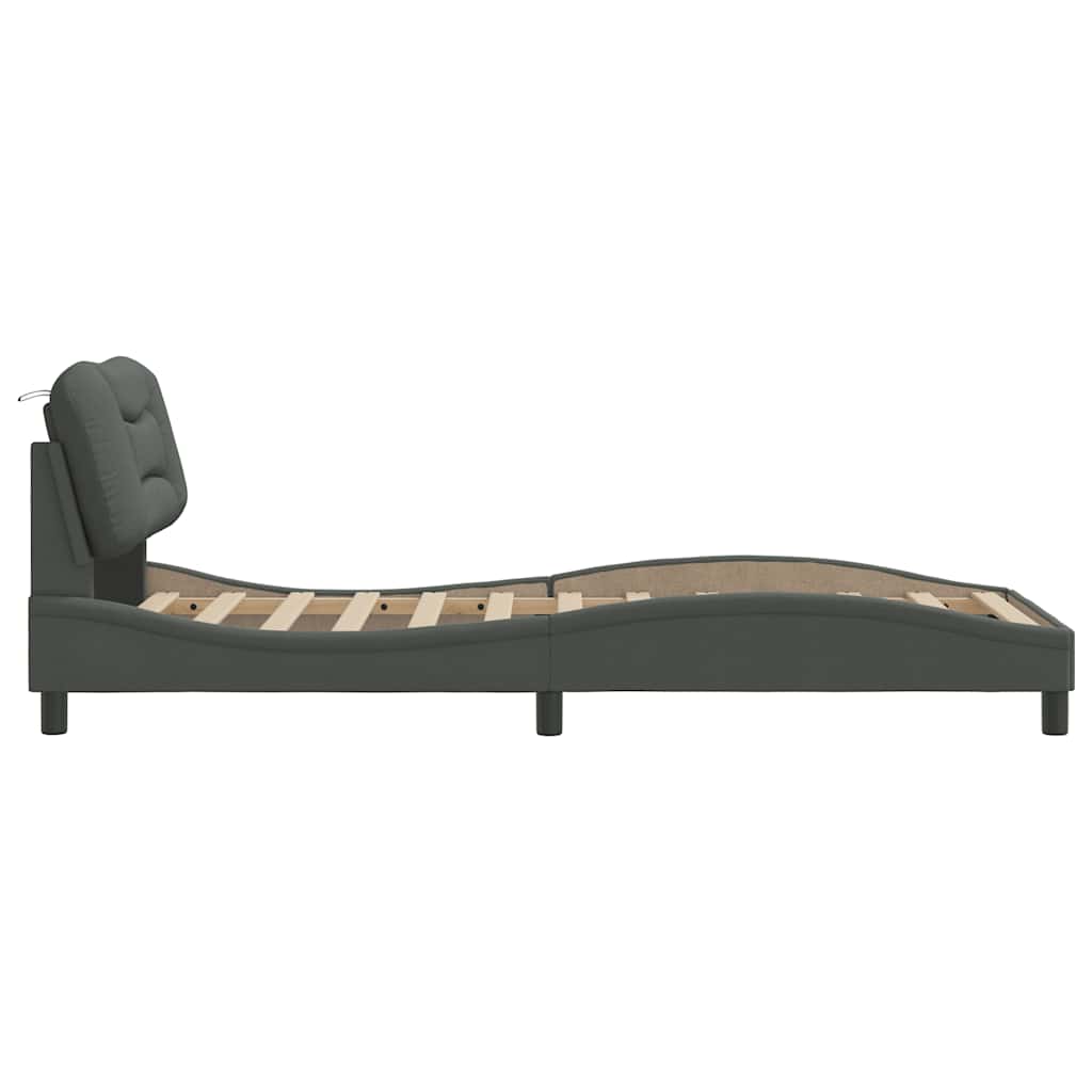 Bed Frame without Mattress  Hvar  Dark Grey 90 x 200 cm Fabric