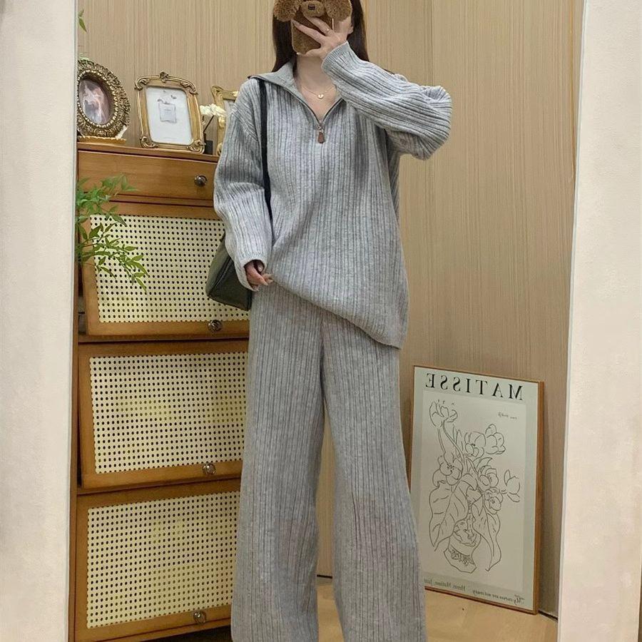 Gemütliches Pullover- & Weitbein-Hosen-Set - Herbst/Winter-Mode