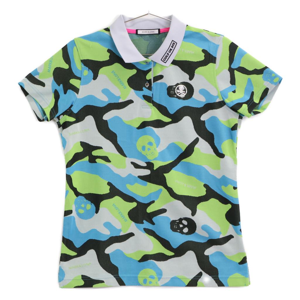 MARK&LONA MLW-1B-AP30 Blue Skull Camouflage Polo Shirt tops 40 BlueUsed