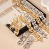 3PCS Zircon Set for Women Gold Copper Color Big Cuban Chains Bracelet Necklace Fashion Chunky Chain Collares Earring Gifts