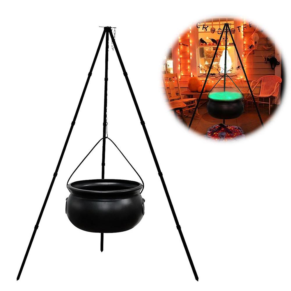 Halloween Large Witch Cauldron On Tripod Candy Bucket Halloween Bonfire Horror Carnival Party Outdoor Yard Decoration