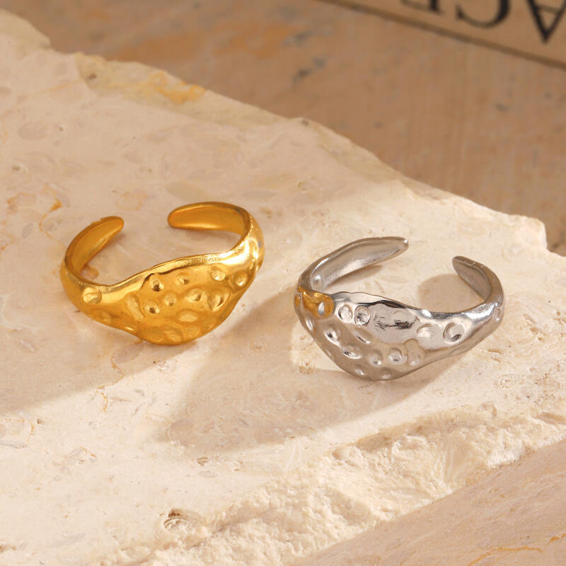 Simplicity Stainless Steel Hammer Texture Rings For Women Men Fashion Casual Sport Waterproof Opening Rings Jewelry Accessories