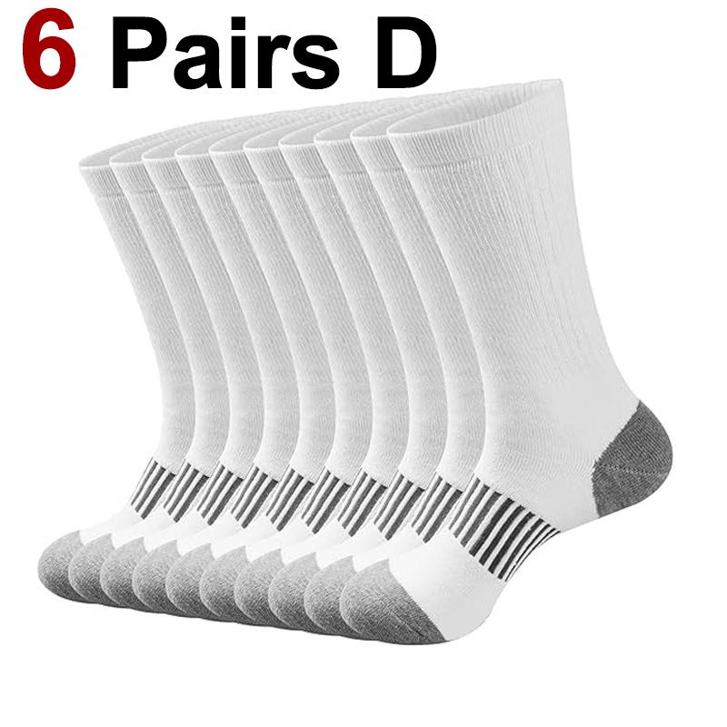 6 Pairs Men Basketball Sports Socks Fashionable Black White Color Sweat Absorbing Breathable Comfortable Leisure Running Socks