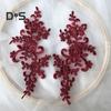 2 Pcs Embroidery Lace Applique Sewing Flower Fabric Collar Patch Motif Wedding Gown Dress Bridal DIY Crafts for Daily Wear Tailor Shops