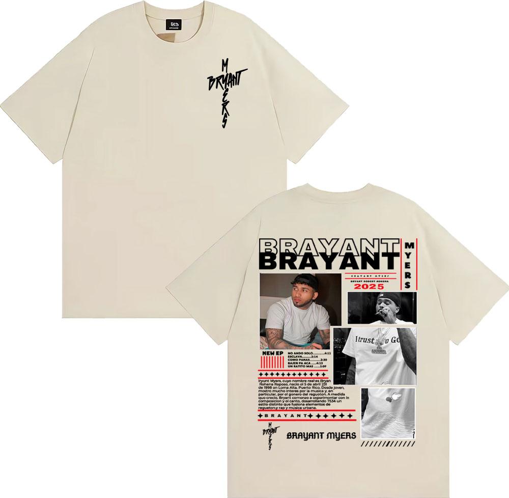 Rapper Bryant Myers 2025 Tour Graphic T Shirts Unisex Women Fashion Hip Hop Street Punk T Shirt Casual ONeck Short Sleeve Tshirts