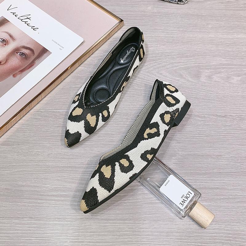 Woven shoes spring and autumn fly-woven shallow mouth flat bottom soft sole soft leather pointed single shoes women