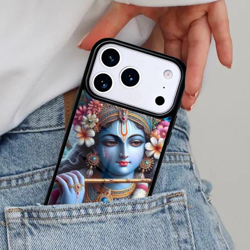 Indian God Lord Krishna Phone Case for iPhone 16e 15 14 13 12 17 Pro Max Plus Air 17pro Cover Coque