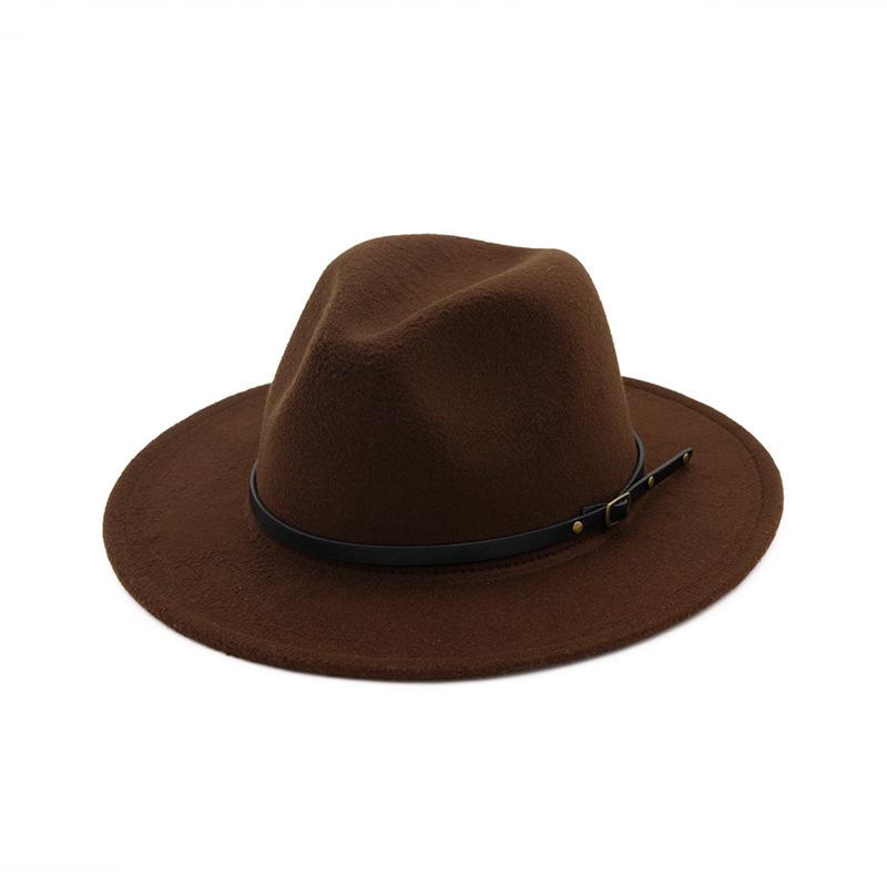 

European American British Style New Woolen Top Hat Jazz Hat Retro Black Woolen Gentleman Hat Flat Eave Big Eave Hat 2026 кавовий