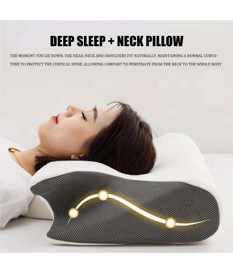 Stitching Color Pillow Memory Foam Cervical Ergonomic Contoured Orthopedic Relaxing Cervical Pillow Versatile Support Pillow