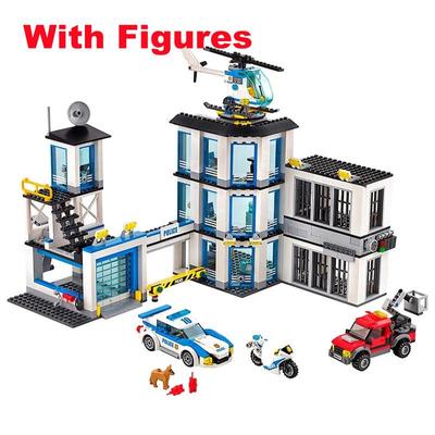 I lager Police Station 10660 936st City Police Station Bela Building Block kompatibel City MOC-60141 Tegel julklappar